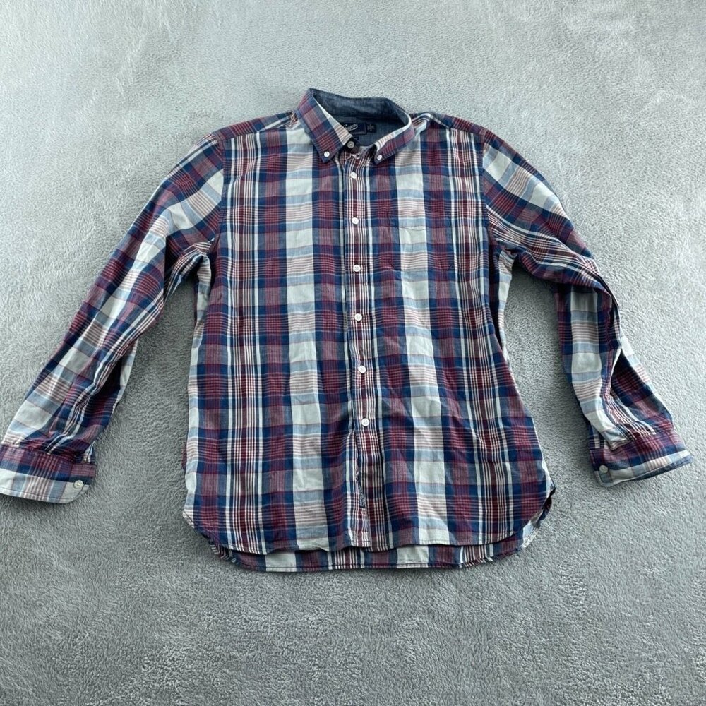 Grayers Men's Plaid Button-Down Shirt - Navy & Red & White